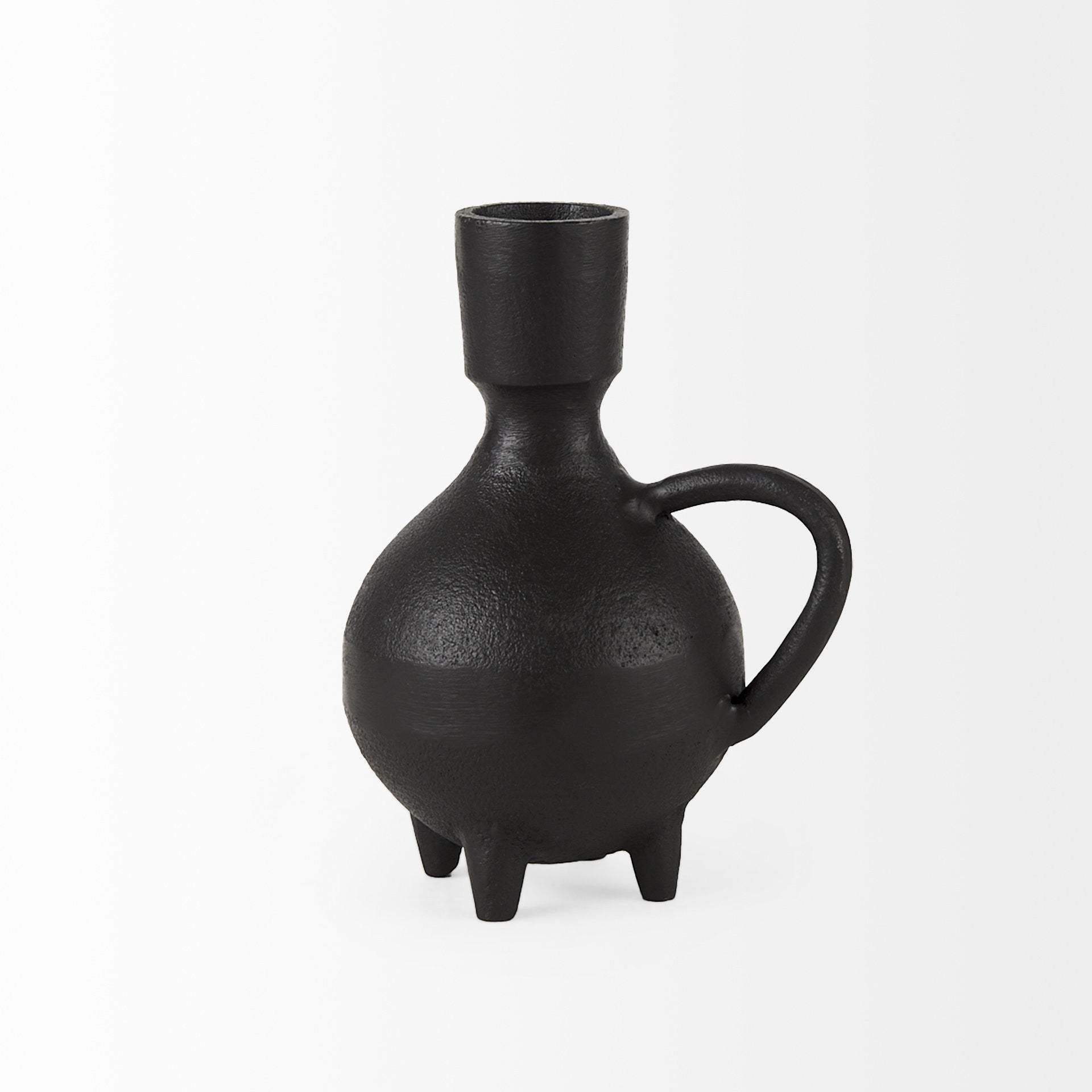 7" Black Ceramic Round Jug Vase - Homeroots - Flyclothing LLC