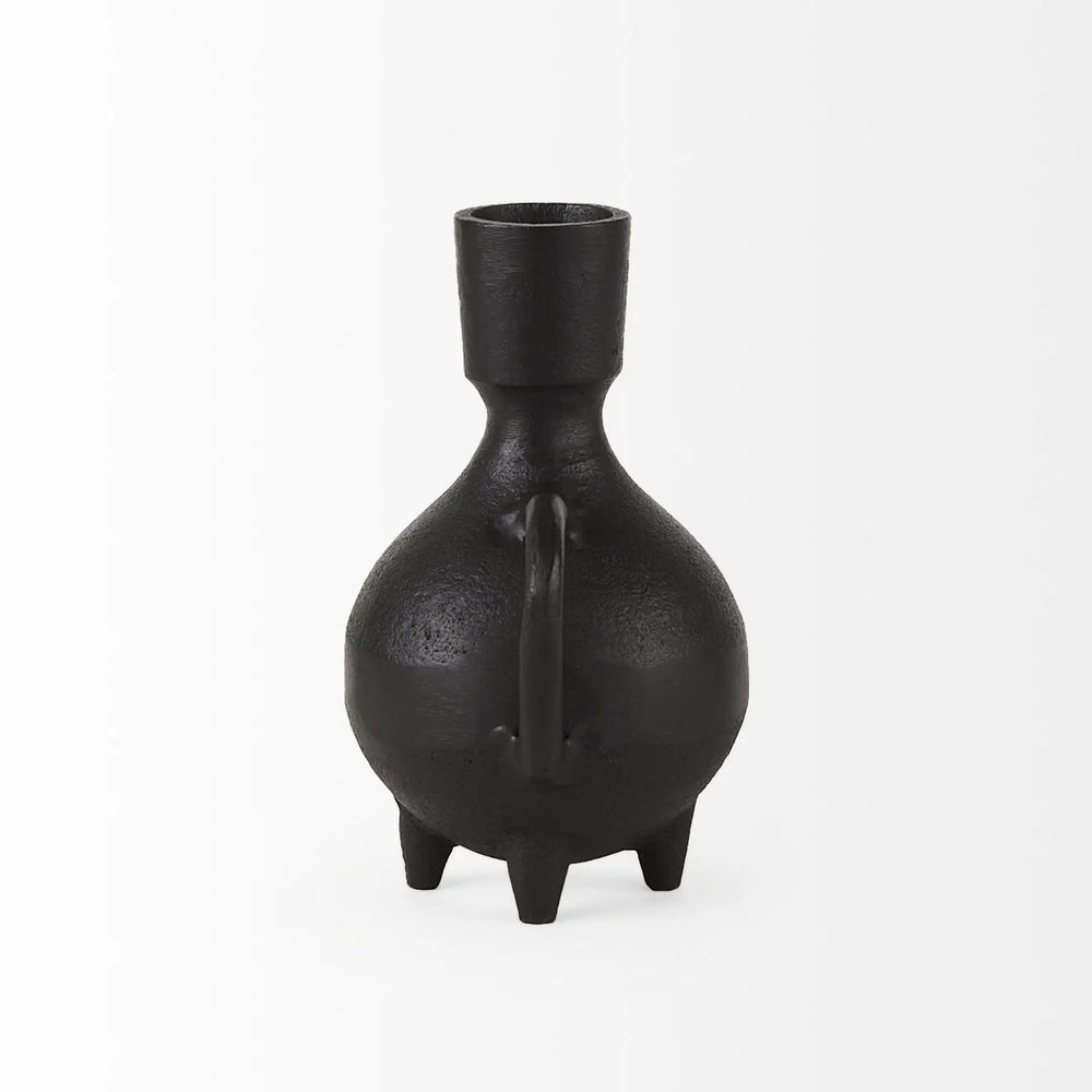 7" Black Ceramic Round Jug Vase - Homeroots