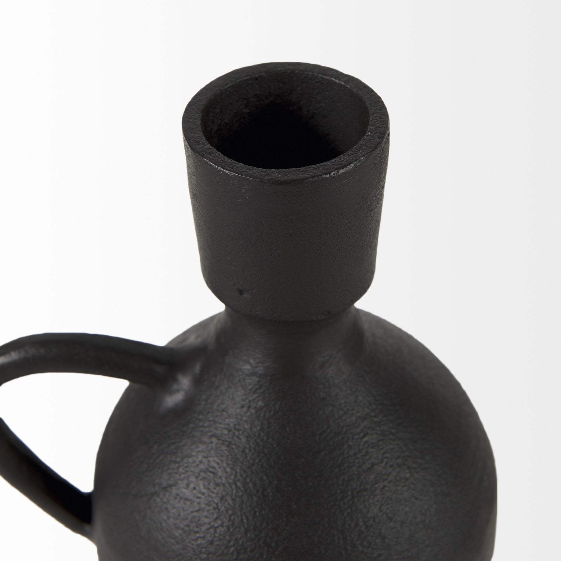 7" Black Ceramic Round Jug Vase - Homeroots - Flyclothing LLC