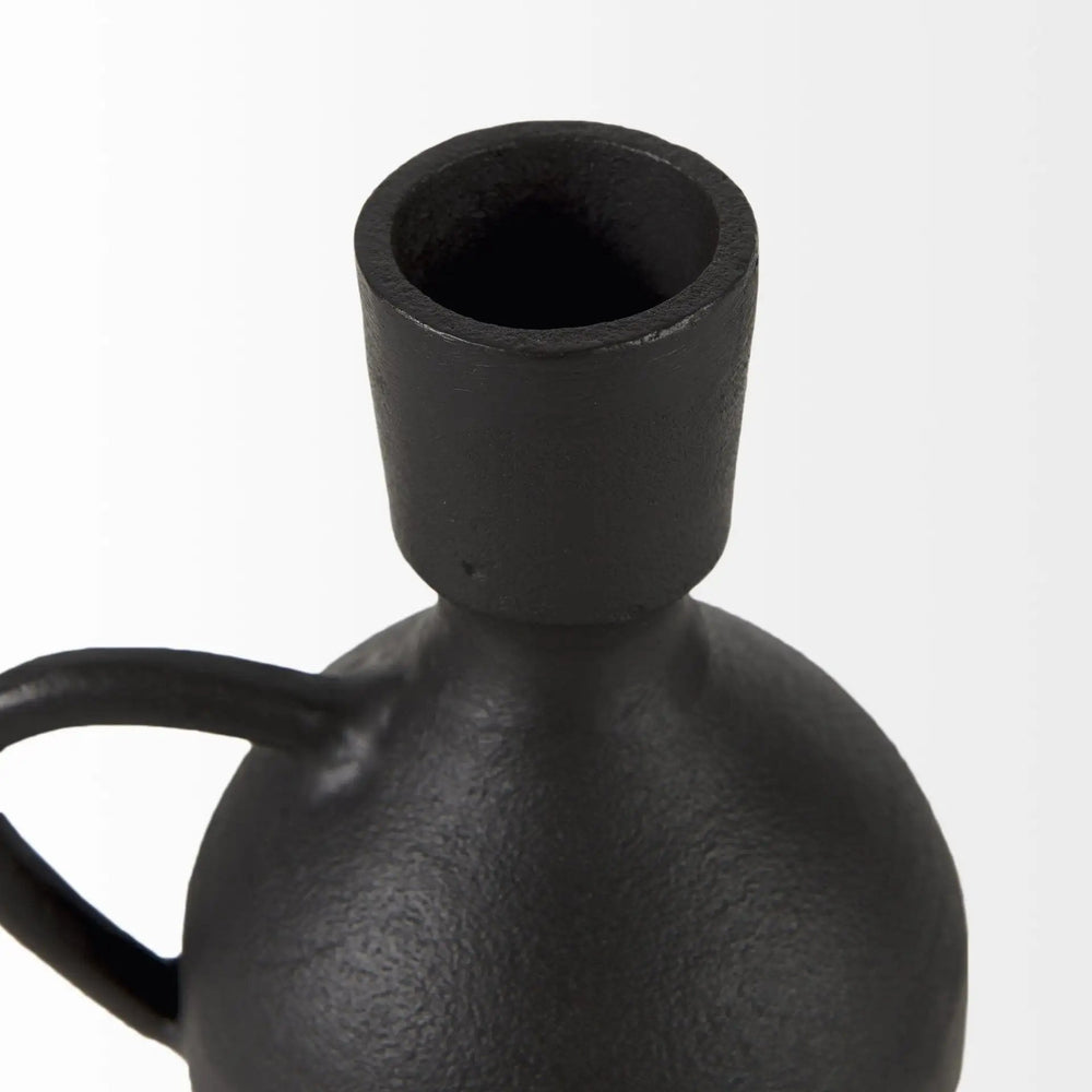 7" Black Ceramic Round Jug Vase - Homeroots