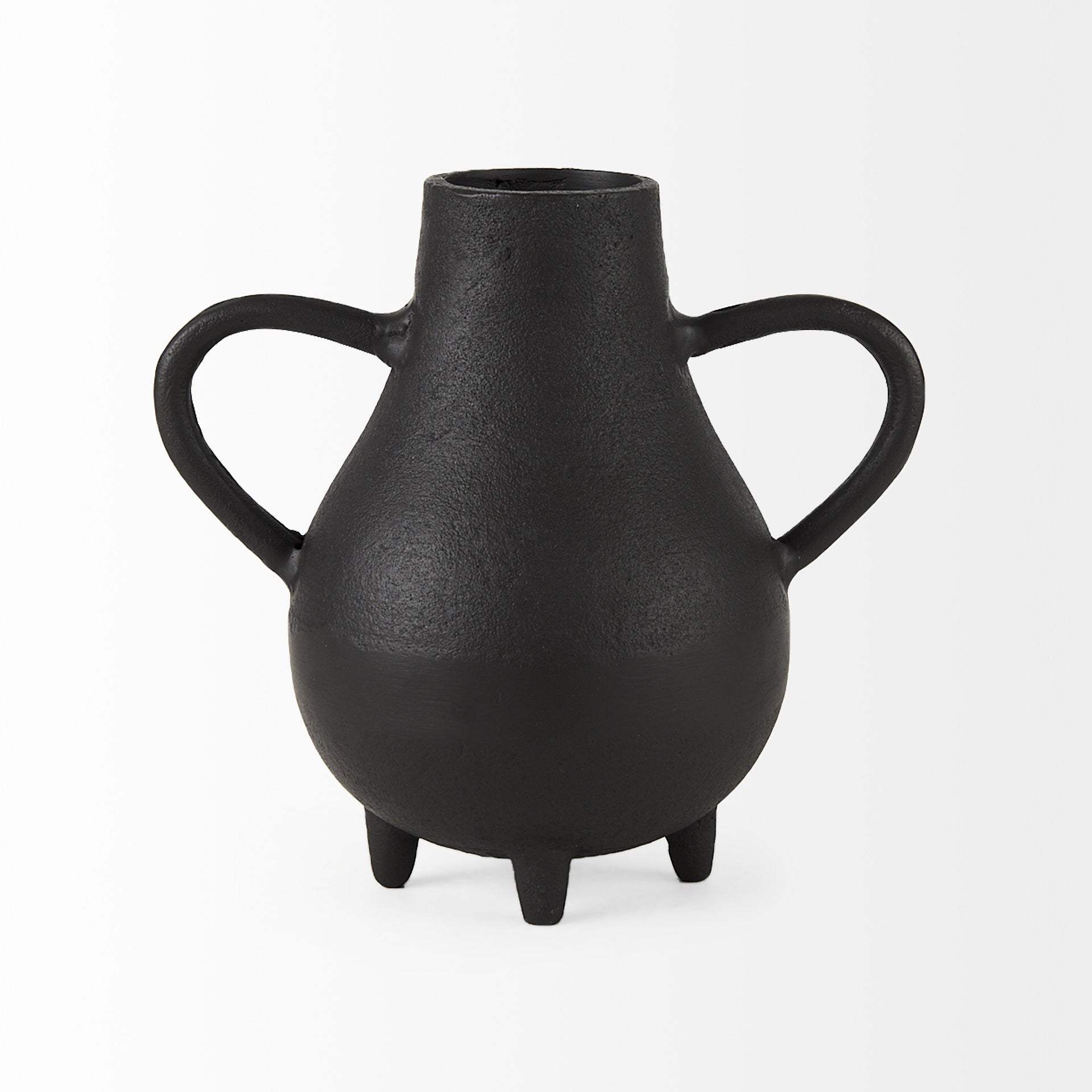 Black Matte Metal Two Handle Vase - Homeroots - Flyclothing LLC