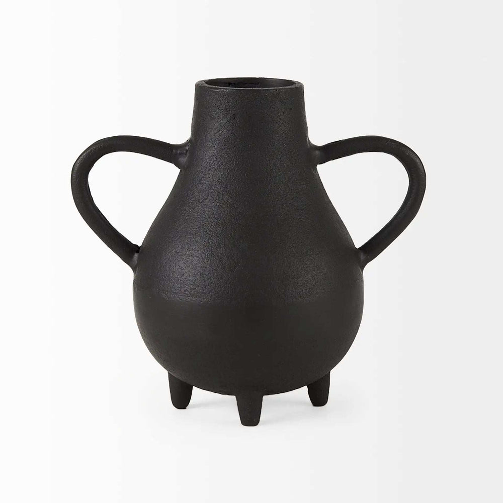 Black Matte Metal Two Handle Vase - Homeroots - Flyclothing LLC