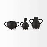 Black Matte Metal Two Handle Vase - Homeroots - Flyclothing LLC