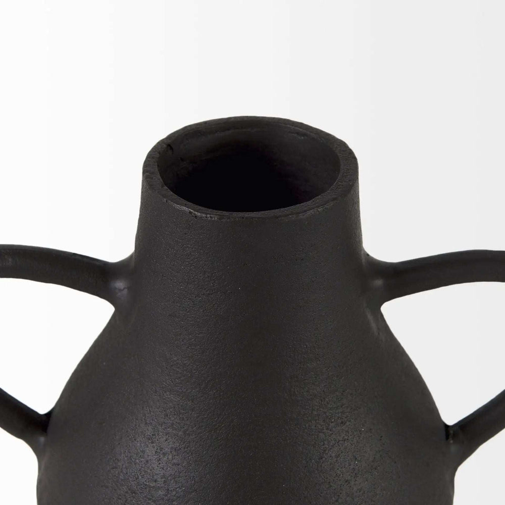 Black Matte Metal Two Handle Vase - Homeroots - Flyclothing LLC