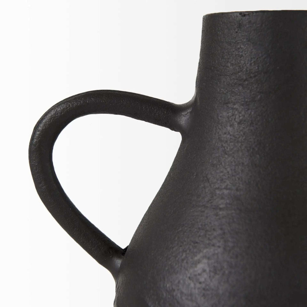Black Matte Metal Two Handle Vase - Homeroots - Flyclothing LLC