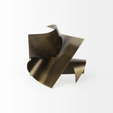 12" Contempo Antiqued Gold Abstract Sculpture - Homeroots