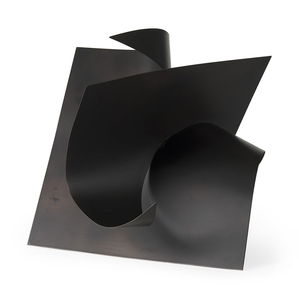 18" Contempo Antiqued Black Abstract Sculpture - Homeroots