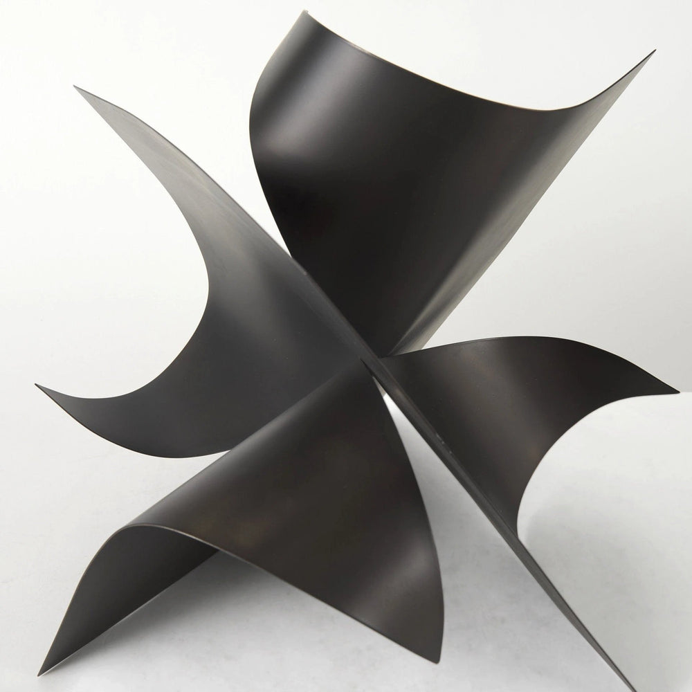 18" Contempo Antiqued Black Abstract Sculpture - Homeroots