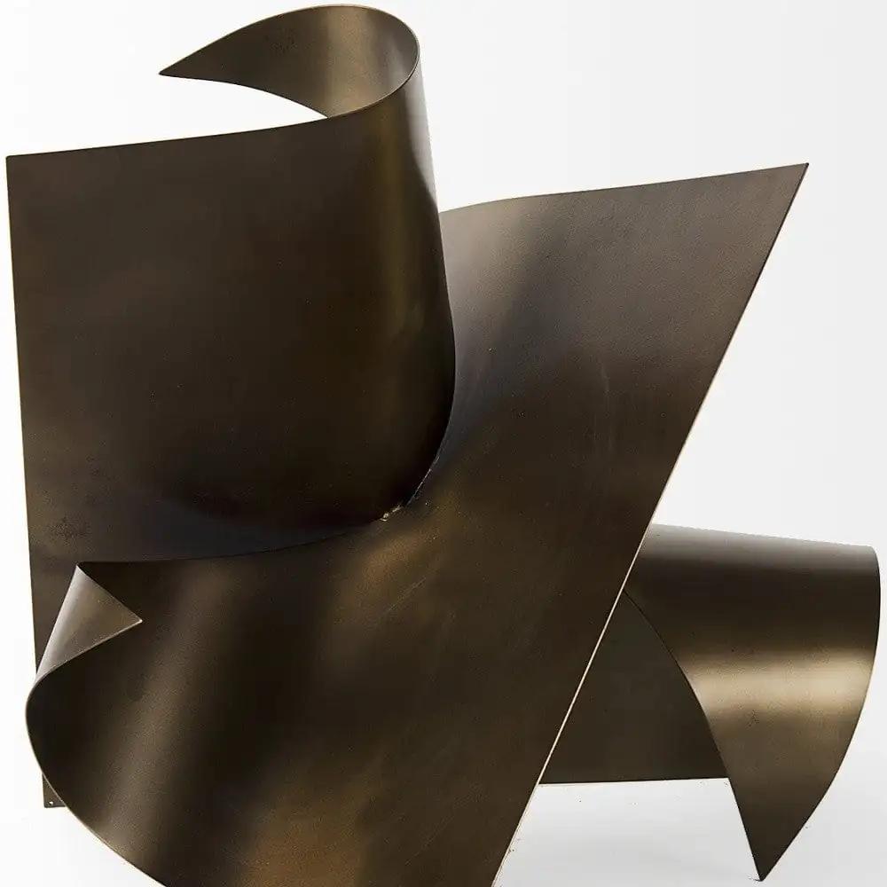 18" Contempo Antiqued Gold Abstract Sculpture - Homeroots