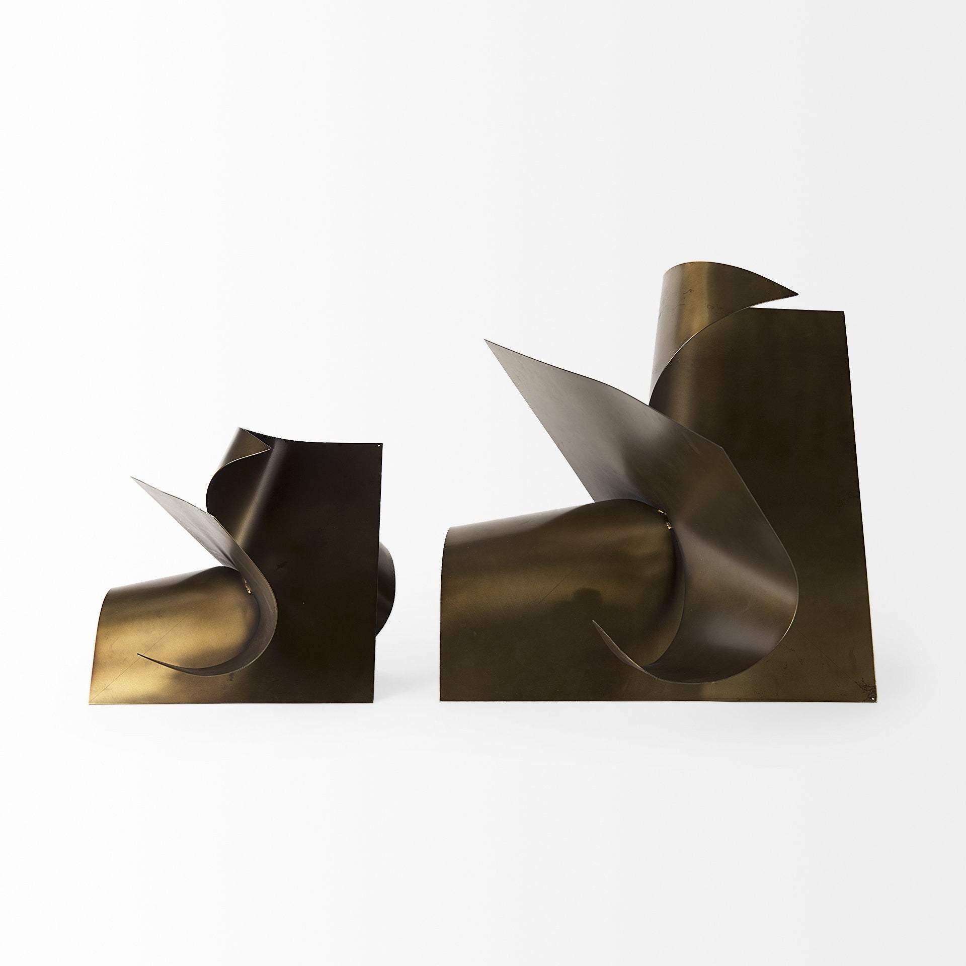 18" Contempo Antiqued Gold Abstract Sculpture - Homeroots - Flyclothing LLC