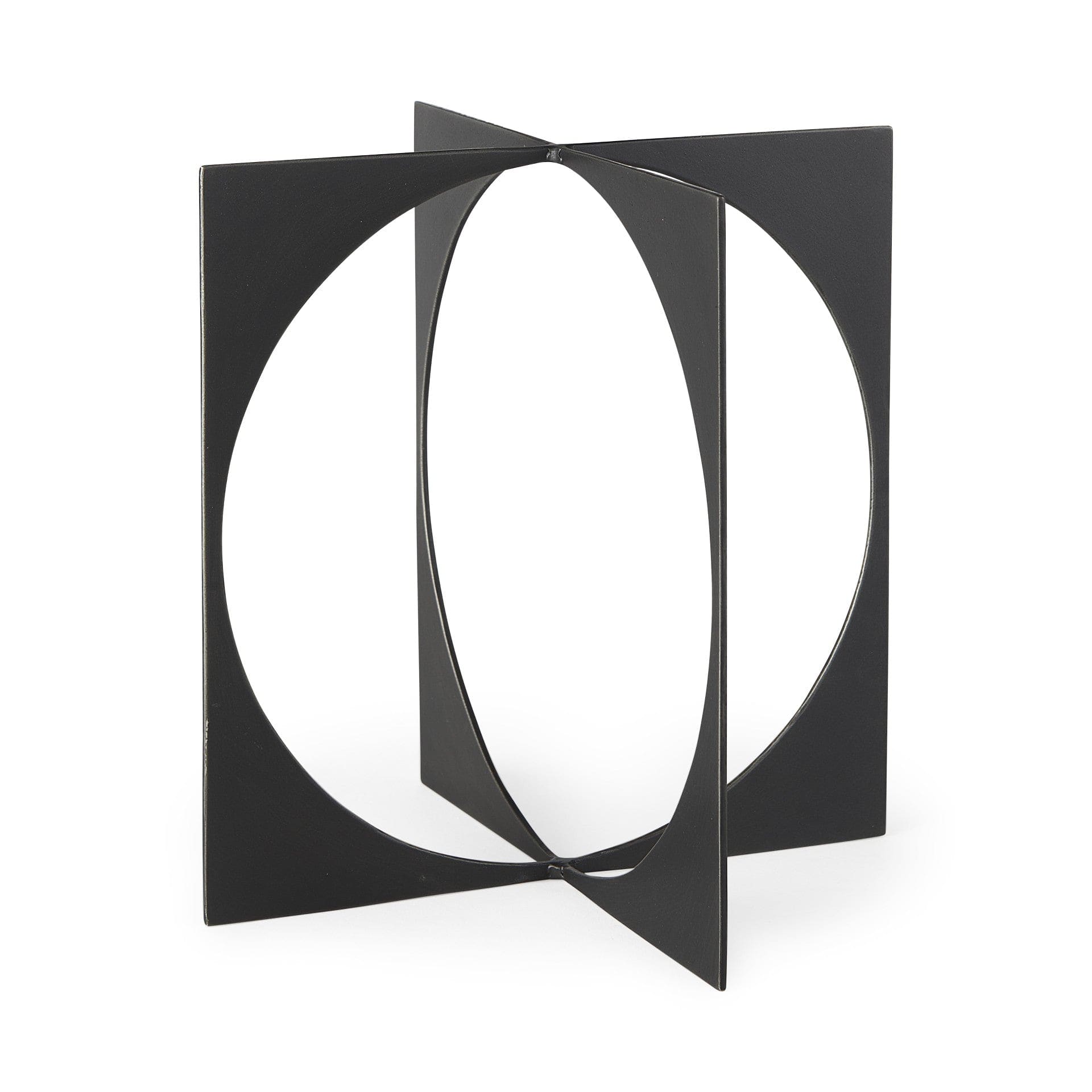6" Charcoal Gray Metal Circle Square Sculpture - Homeroots