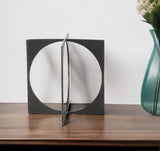 6" Charcoal Gray Metal Circle Square Sculpture - Homeroots