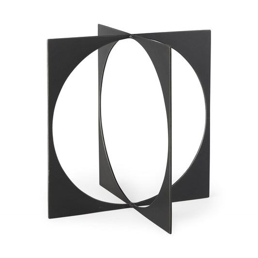 6" Charcoal Gray Metal Circle Square Sculpture - Homeroots
