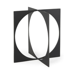 6" Charcoal Gray Metal Circle Square Sculpture - Homeroots