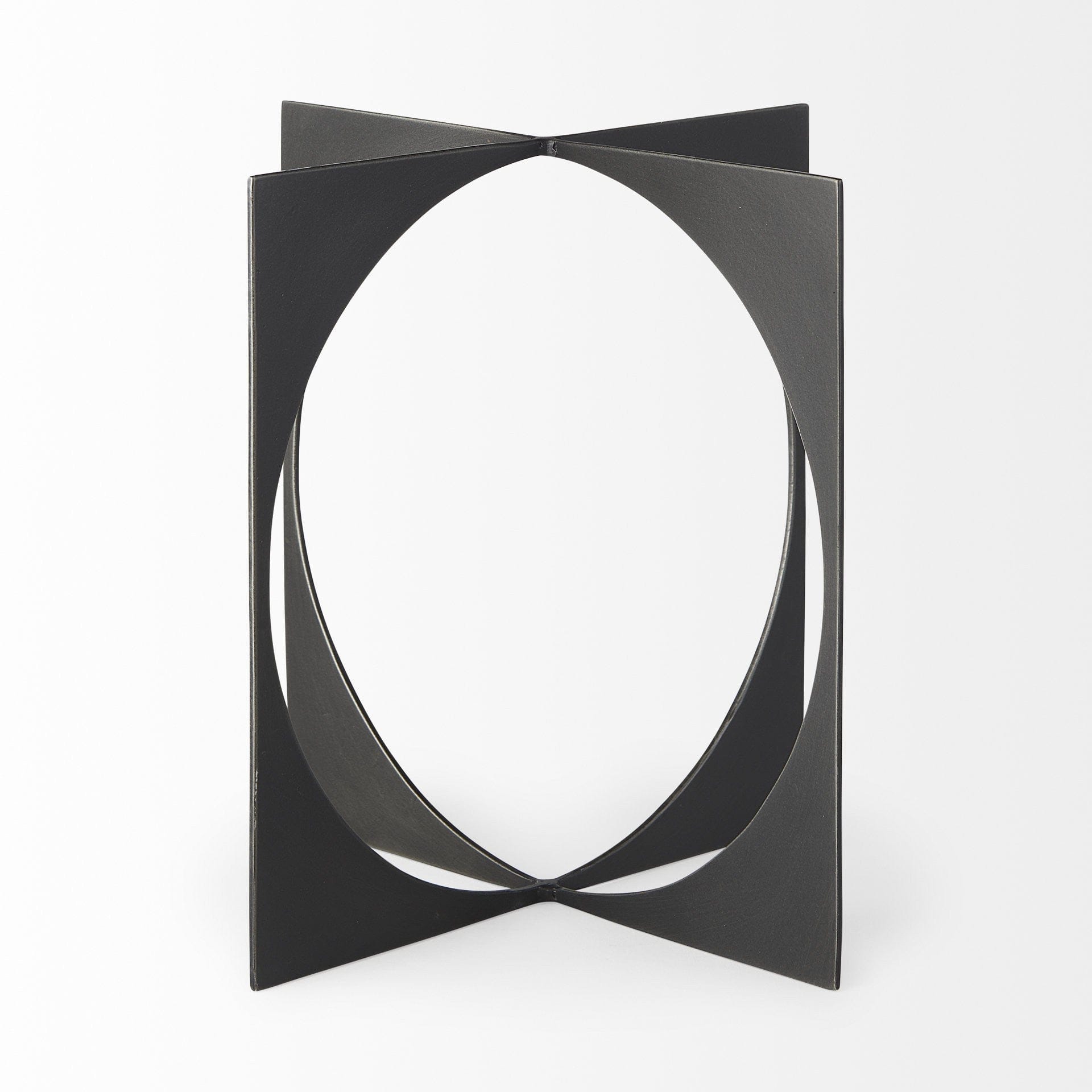6" Charcoal Gray Metal Circle Square Sculpture - Homeroots