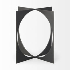 6" Charcoal Gray Metal Circle Square Sculpture - Homeroots