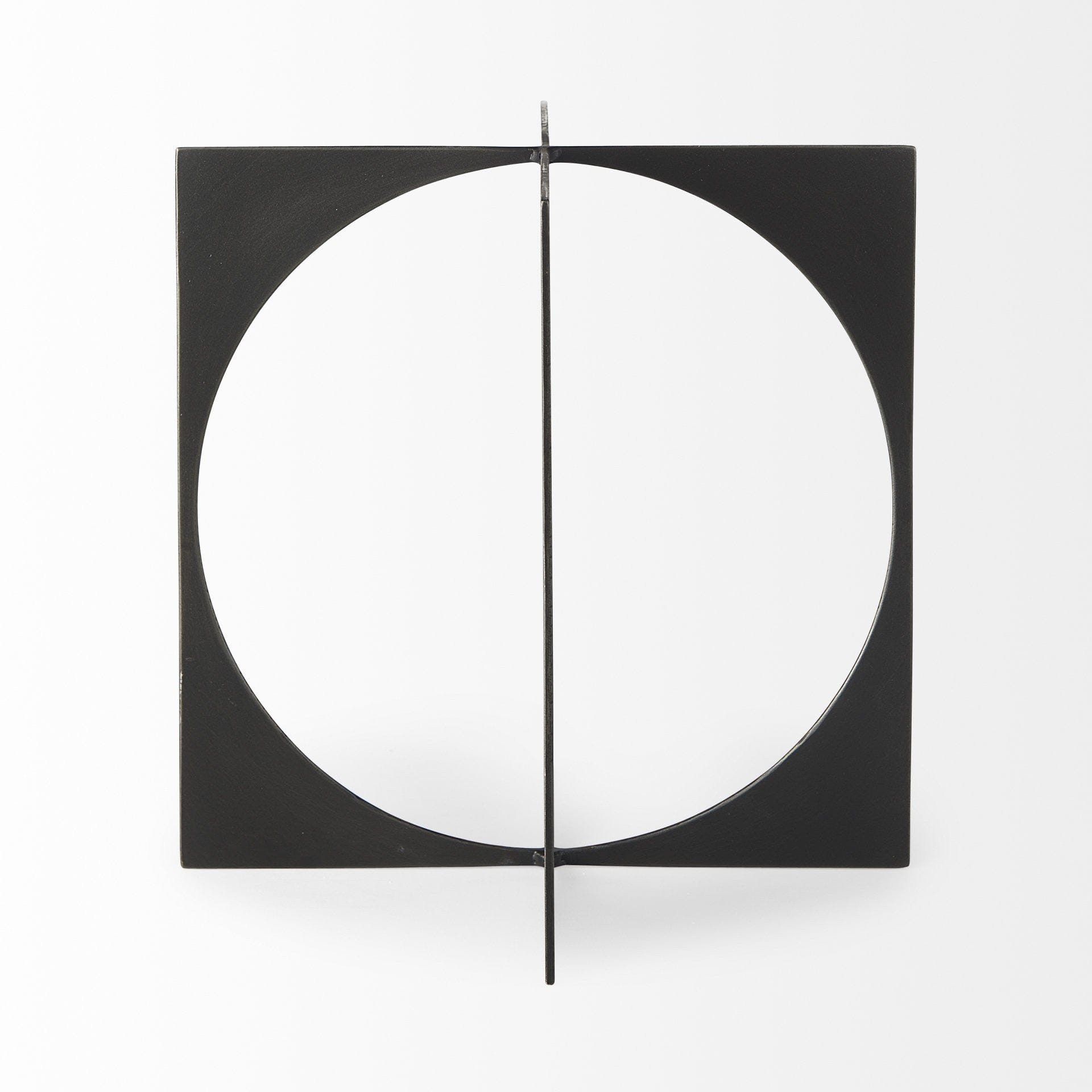 6" Charcoal Gray Metal Circle Square Sculpture - Homeroots