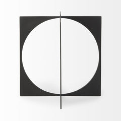 6" Charcoal Gray Metal Circle Square Sculpture - Homeroots