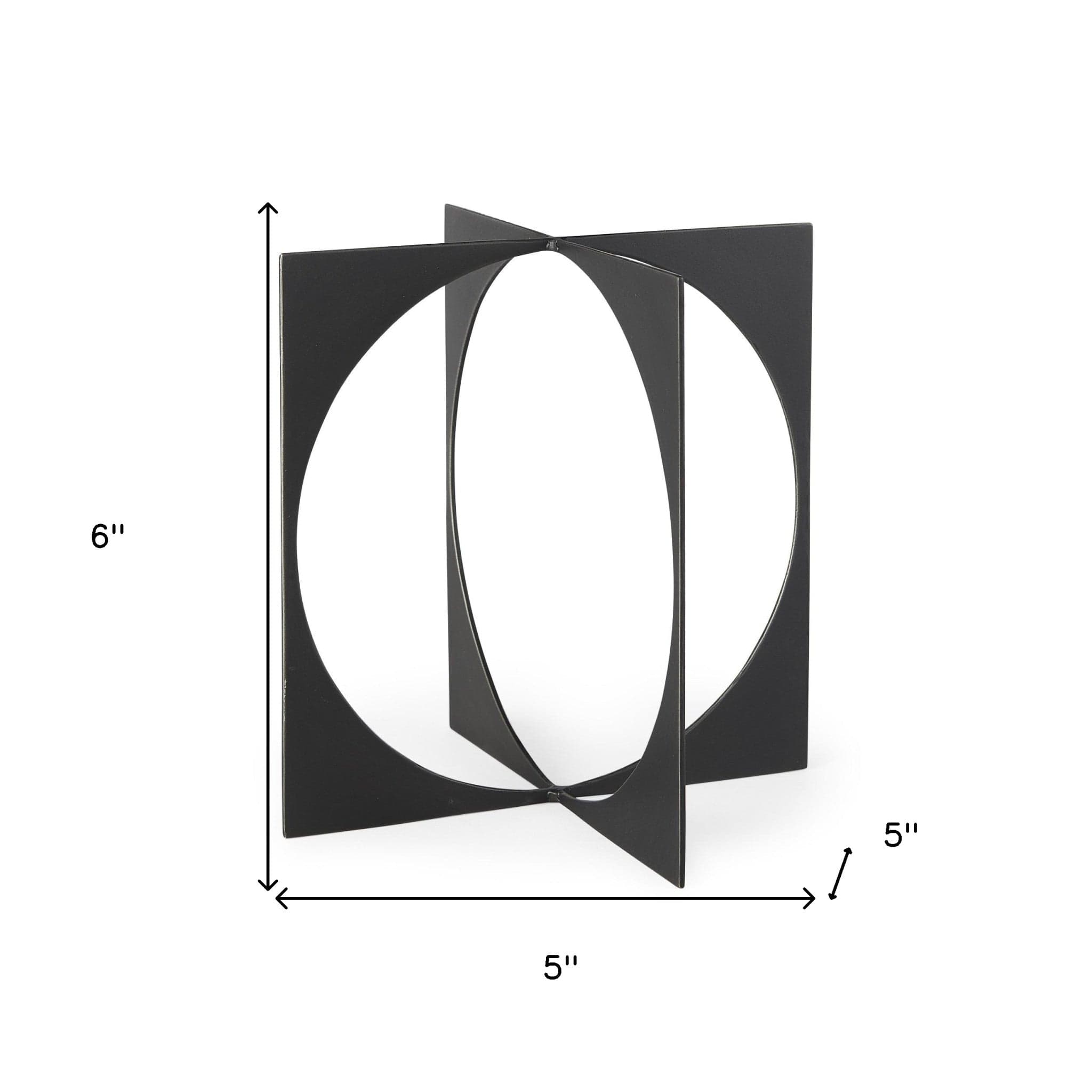 6" Charcoal Gray Metal Circle Square Sculpture - Homeroots