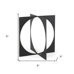 6" Charcoal Gray Metal Circle Square Sculpture - Homeroots