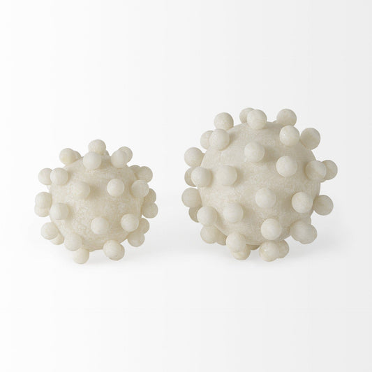 6" Ivory Knobby Nubs Resin Sphere - Homeroots