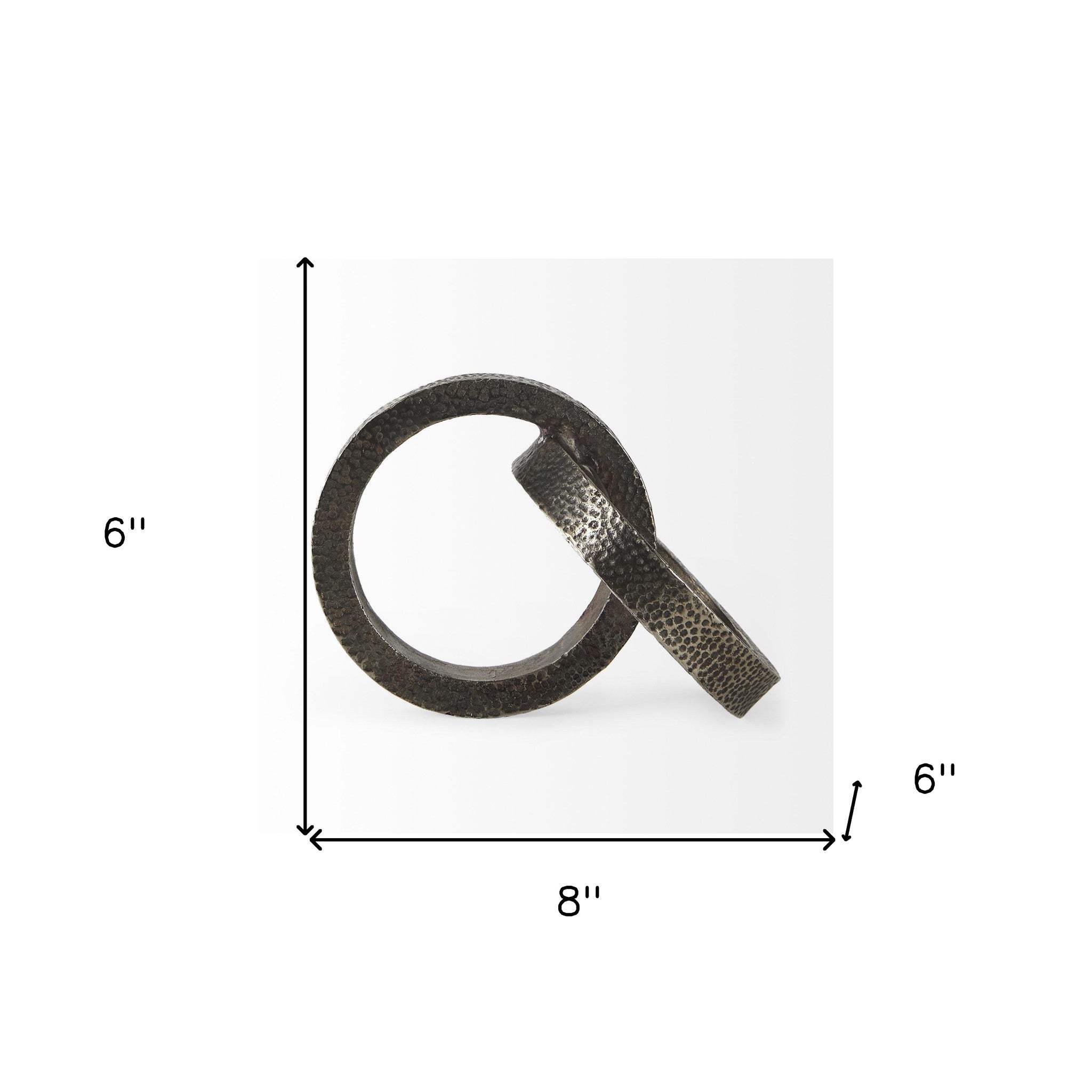 Two Ring Gray Hammered Metal Sculpture - Homeroots - Flyclothing LLC