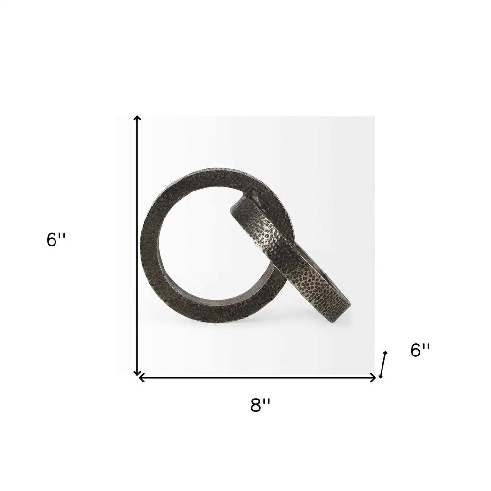 Two Ring Gray Hammered Metal Sculpture - Homeroots - Flyclothing LLC