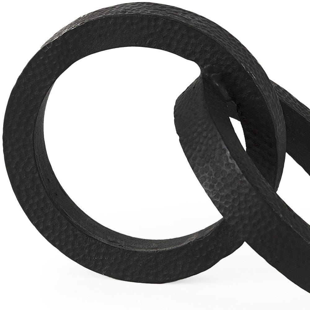 Two Ring Black Hammered Metal Sculpture - Homeroots