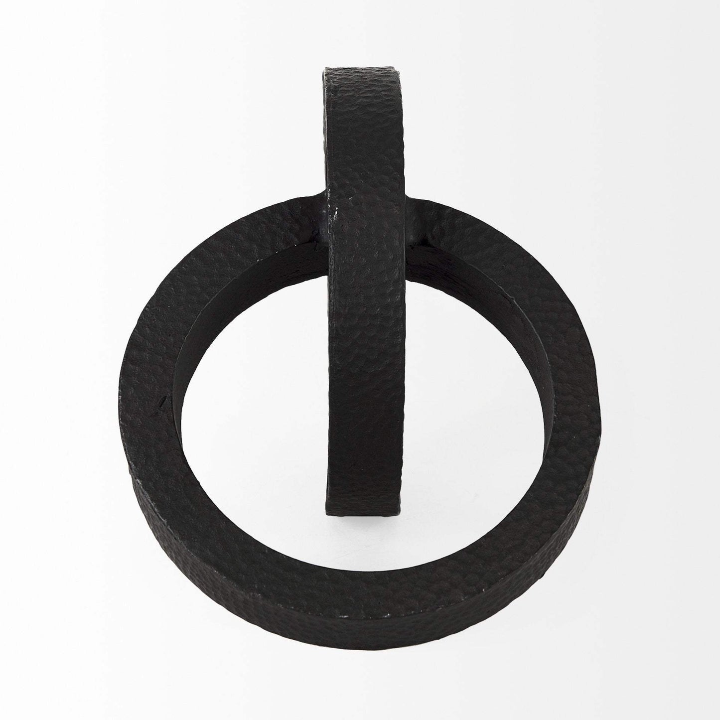 Two Ring Black Hammered Metal Sculpture - Homeroots - Flyclothing LLC
