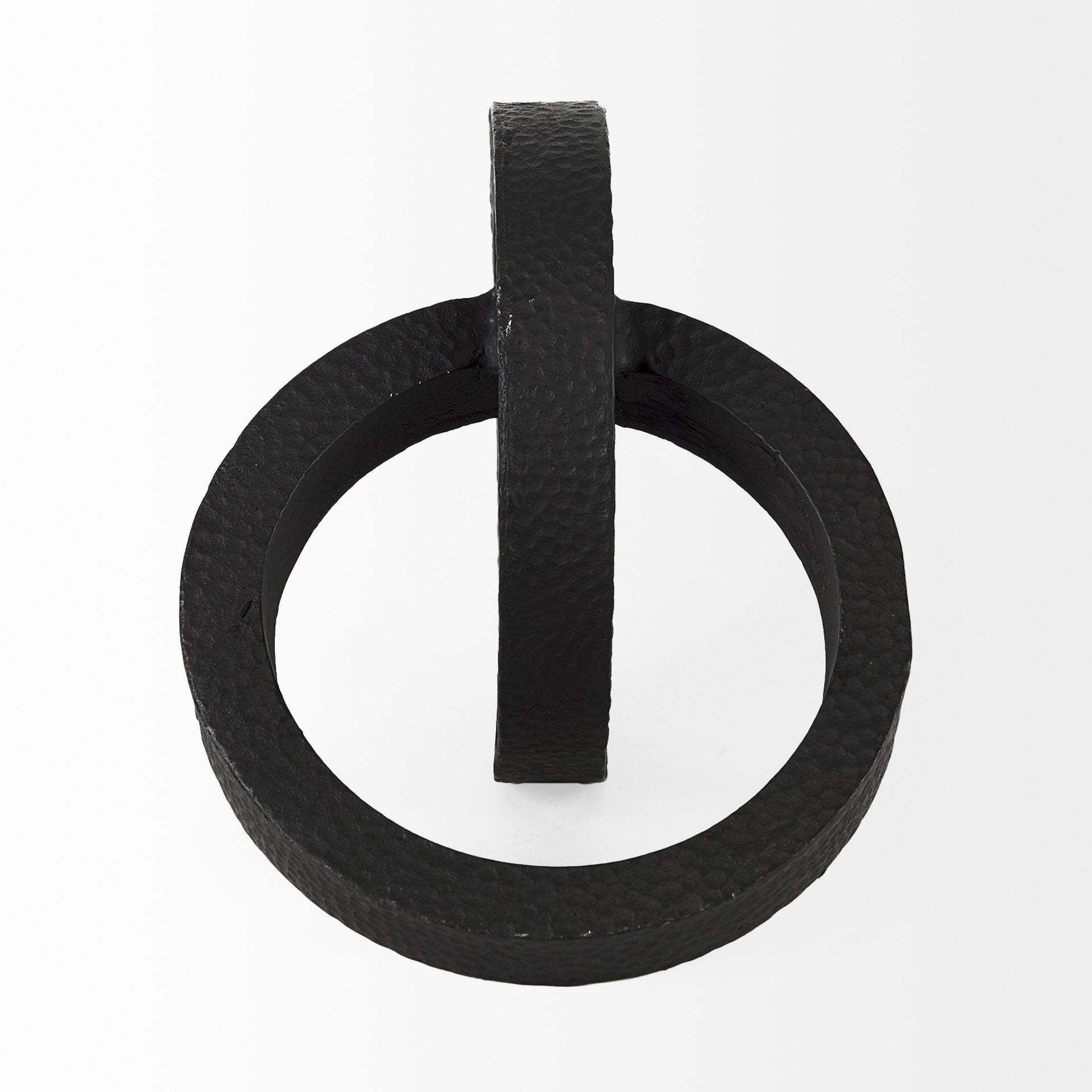 Two Ring Black Hammered Metal Sculpture - Homeroots - Flyclothing LLC