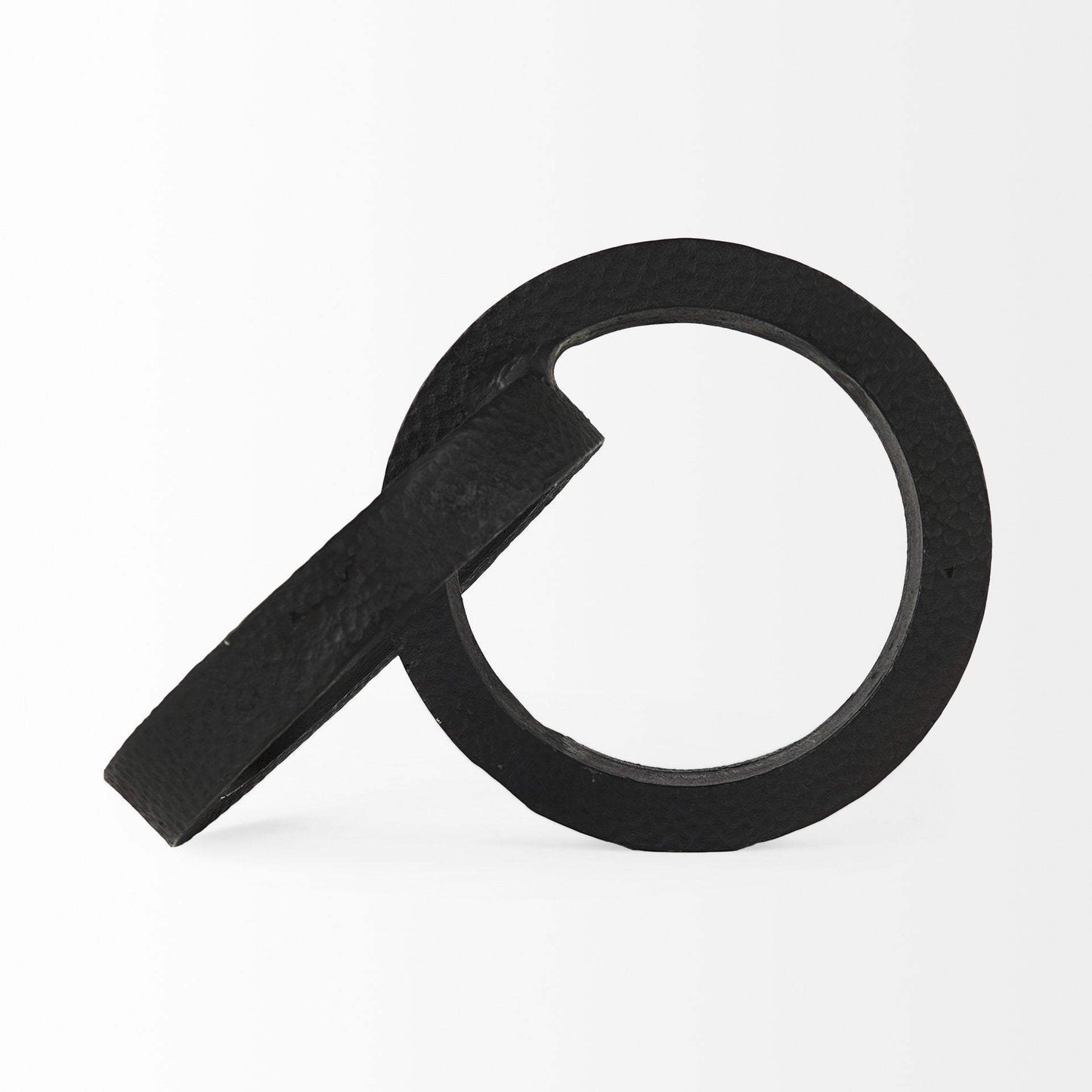 Two Ring Black Hammered Metal Sculpture - Homeroots - Flyclothing LLC