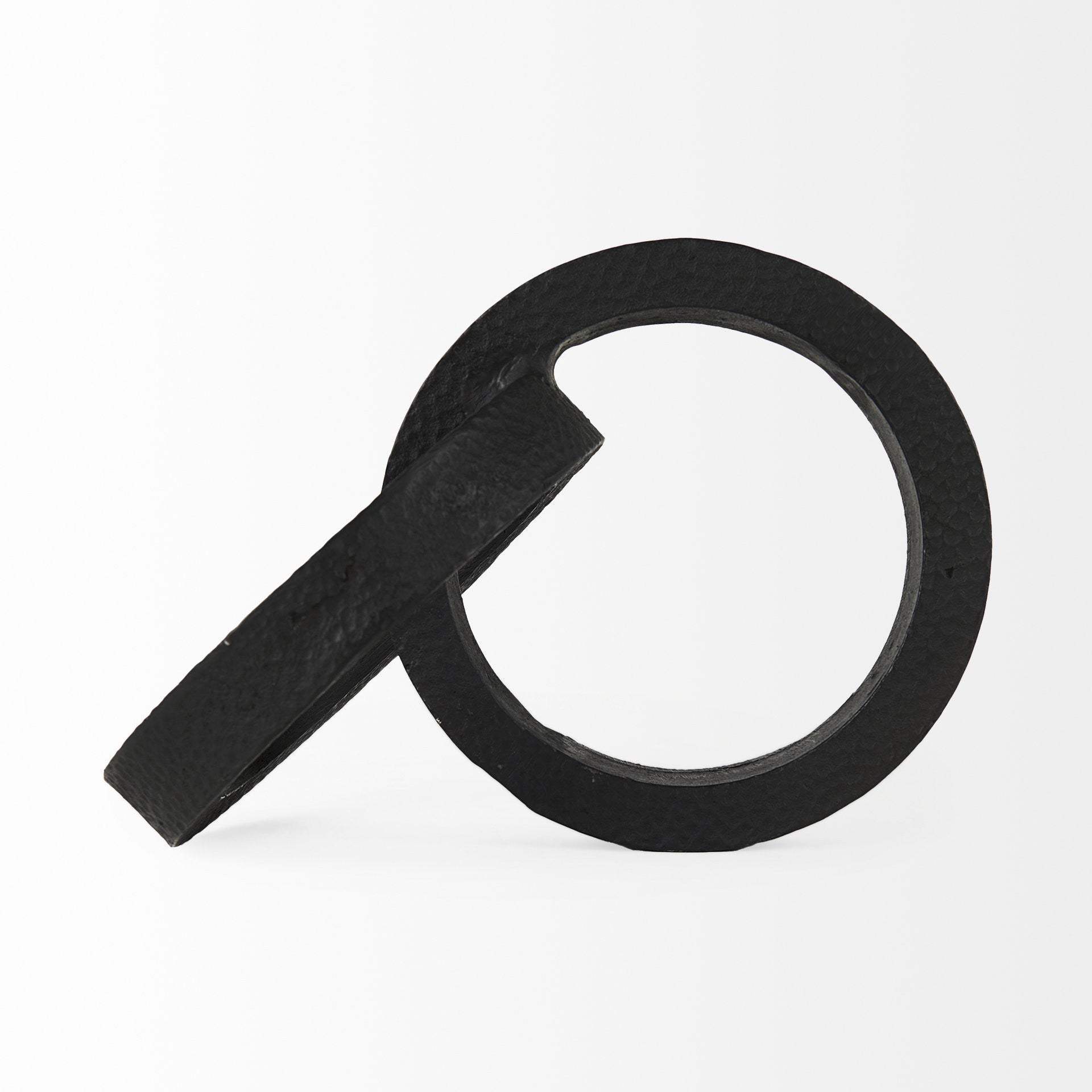 Two Ring Black Hammered Metal Sculpture - Homeroots - Flyclothing LLC
