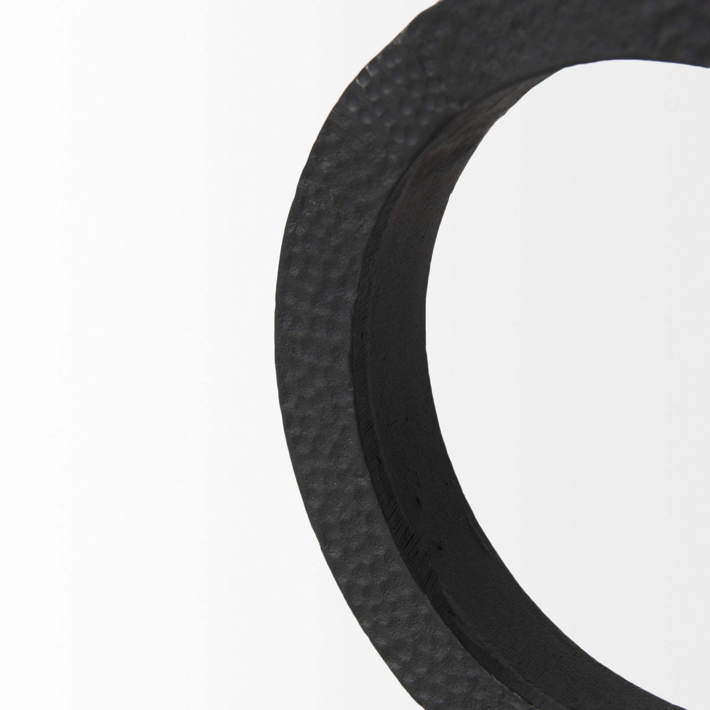 Two Ring Black Hammered Metal Sculpture - Homeroots - Flyclothing LLC