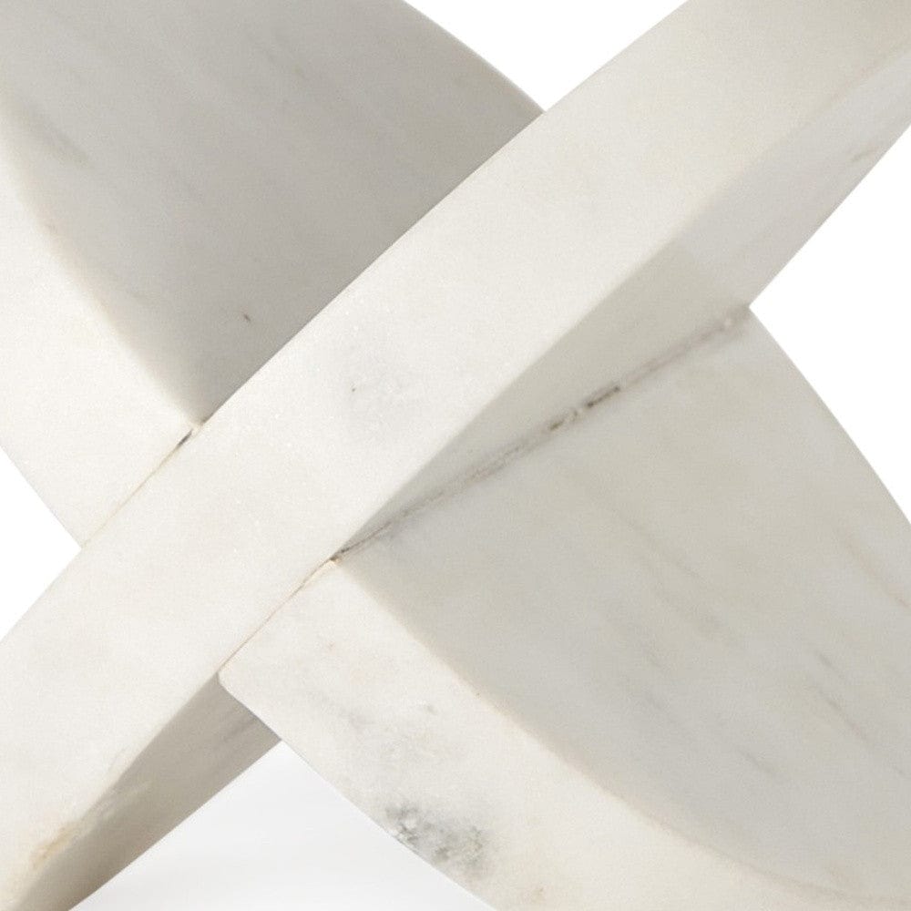Petite White Marble Circular Sculpture - Homeroots