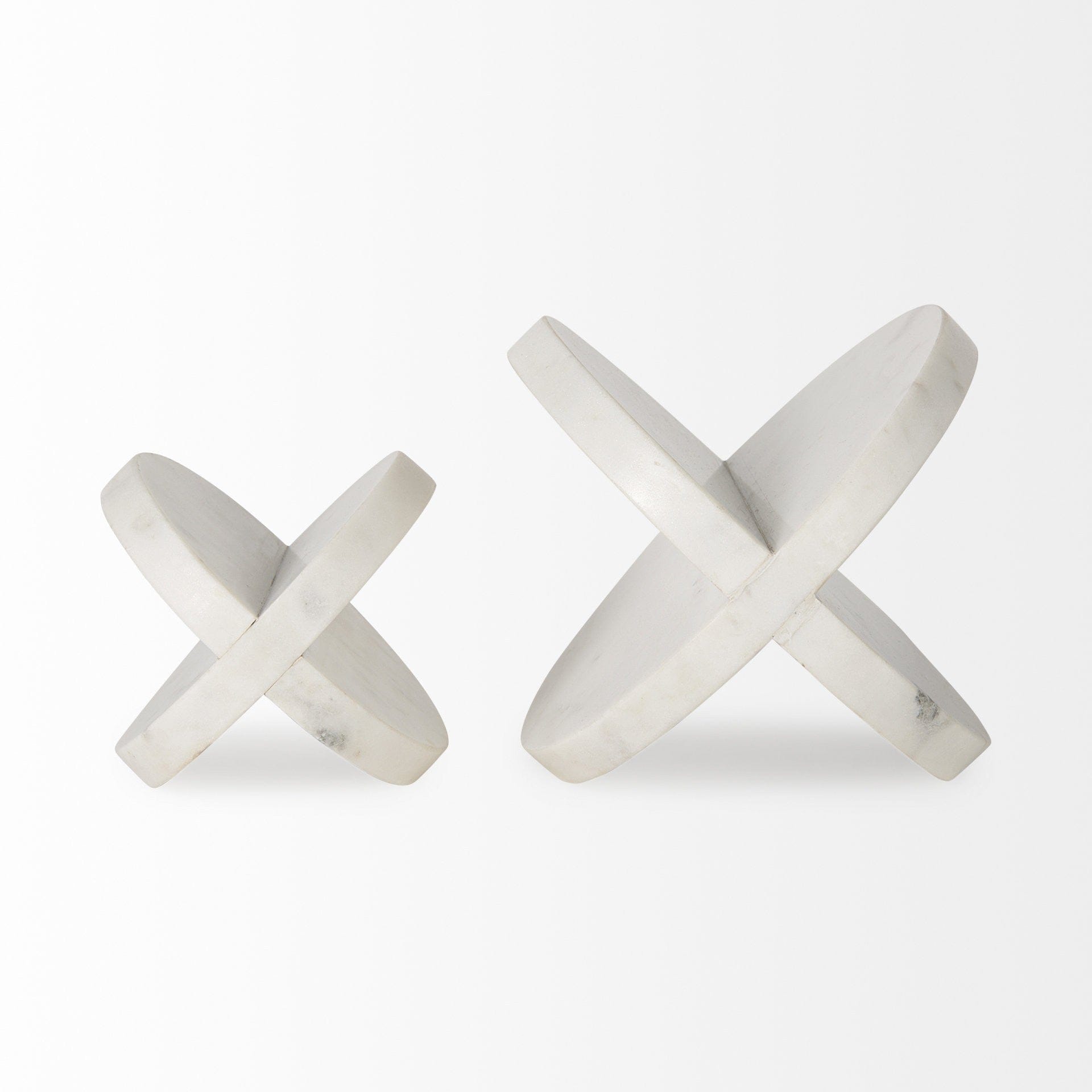 Petite White Marble Circular Sculpture - Homeroots
