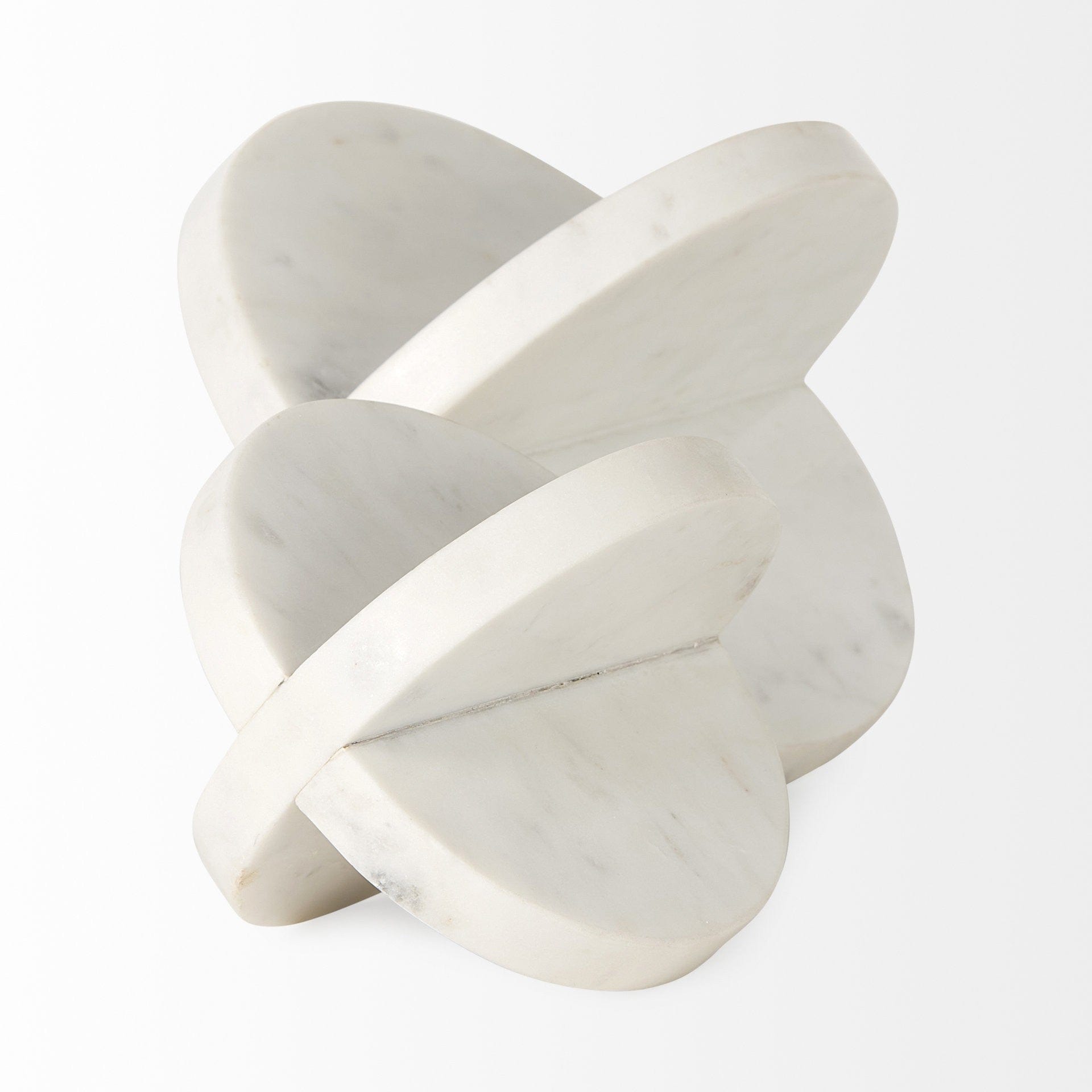 Petite White Marble Circular Sculpture - Homeroots
