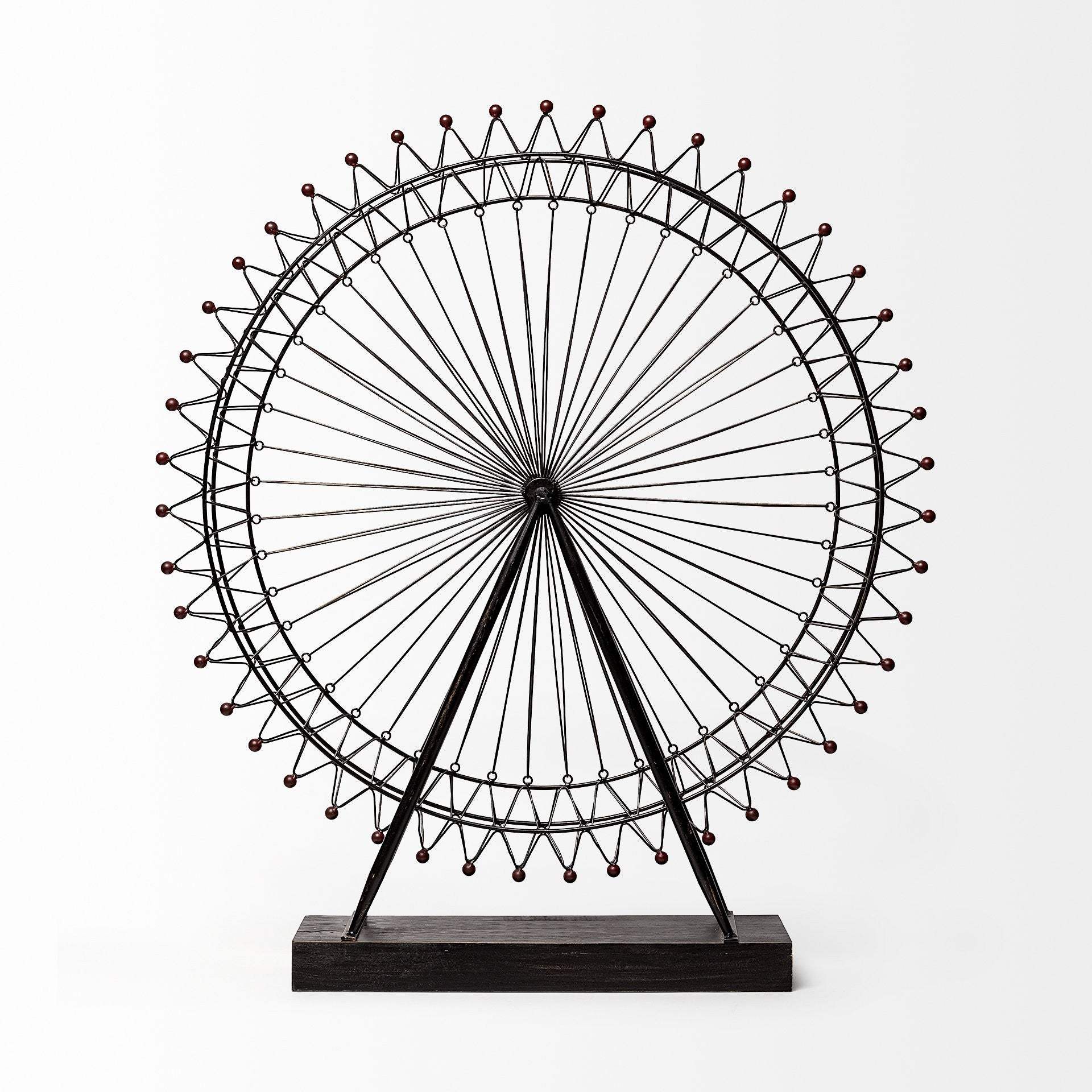 Metal And Wood London Eye Moveable Sculpture - Homeroots - Flyclothing LLC