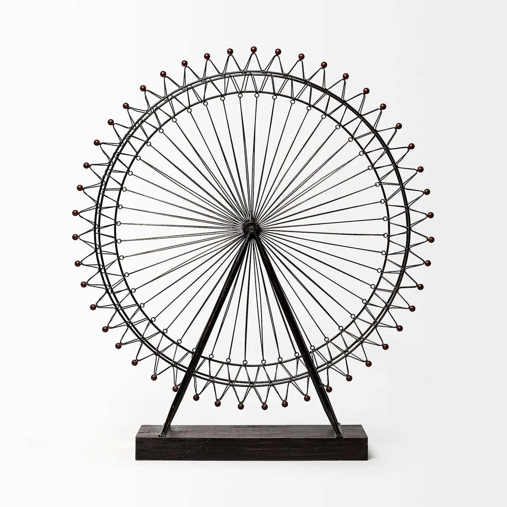 Metal And Wood London Eye Moveable Sculpture - Homeroots - Flyclothing LLC