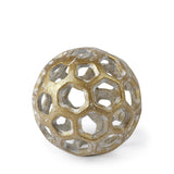 3" Gold Metal Decorative Orb Tabletop Sculpture - Homeroots