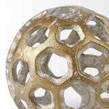 3" Gold Metal Decorative Orb Tabletop Sculpture - Homeroots