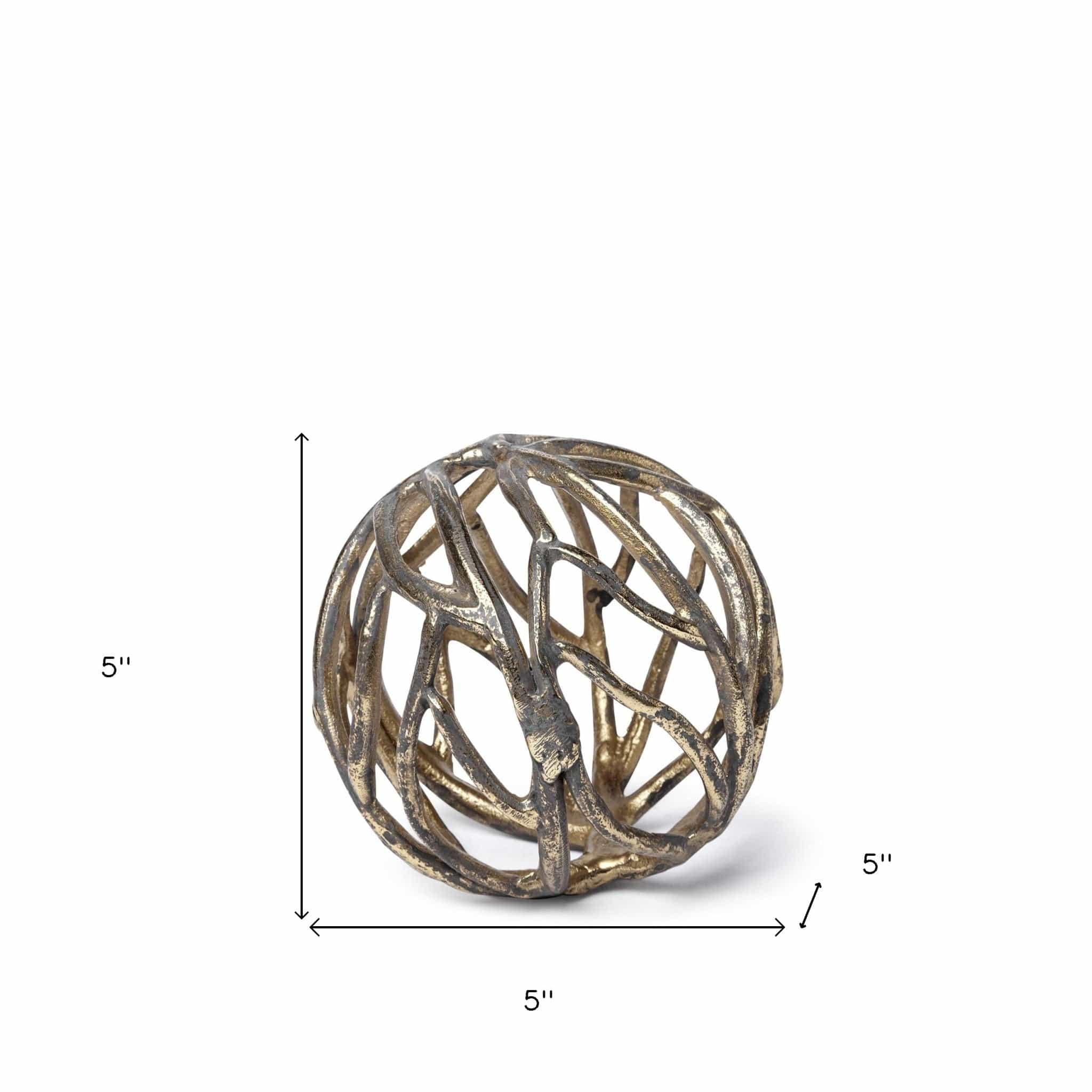 Petite Gold Metal Tree Branch Sculpture - Homeroots