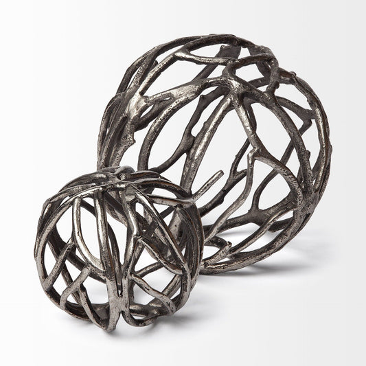 Petite Silver Metal Tree Branch Sculpture - Homeroots