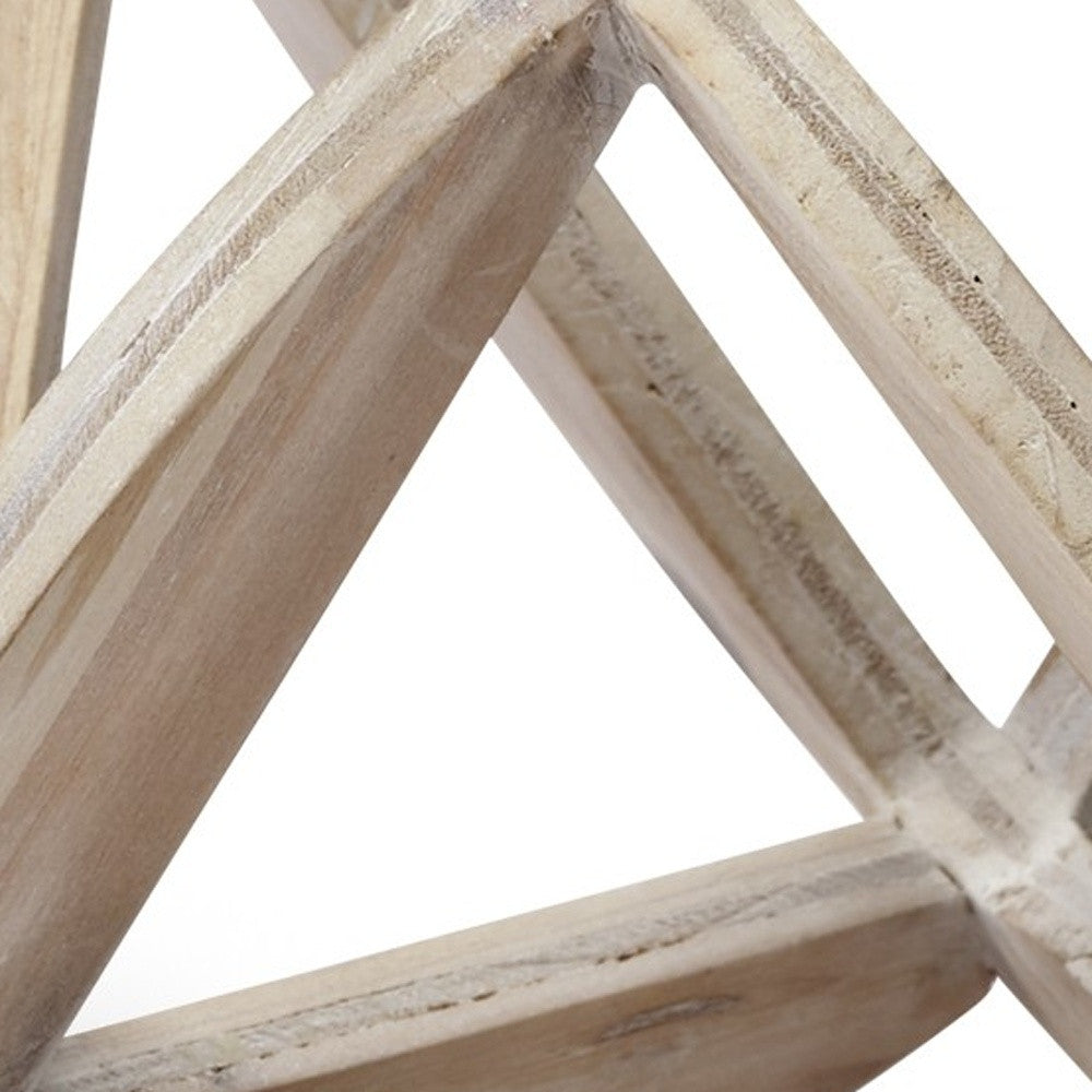5" Natural Solid Wood Geometric Orb Tabletop Sculpture