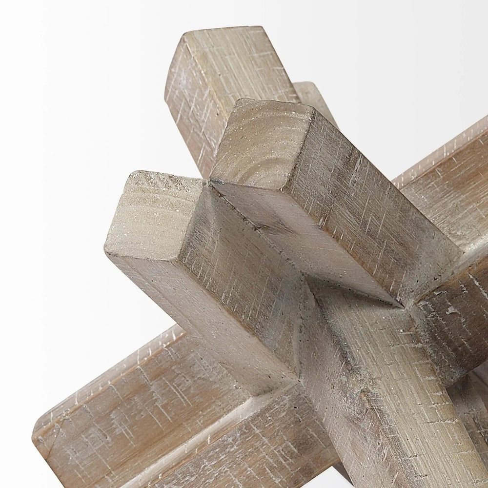 4" Brown Solid Wood Modern Abstract Tabletop Sculpture - Homeroots