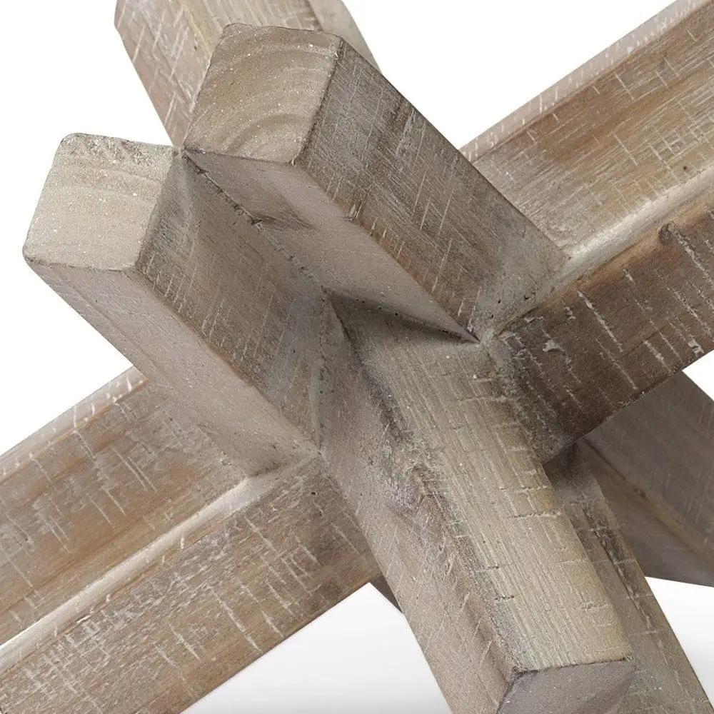 4" Brown Solid Wood Modern Abstract Tabletop Sculpture - Homeroots