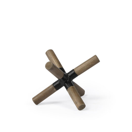 5" Brown Wood and Metal Jack Tabletop Sculpture - Homeroots