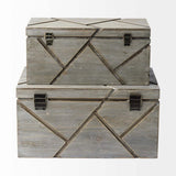 Set Of Two Gray Wooden Boxes With Carved Details - Homeroots - Flyclothing LLC