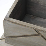 Set Of Two Gray Wooden Boxes With Carved Details - Homeroots - Flyclothing LLC