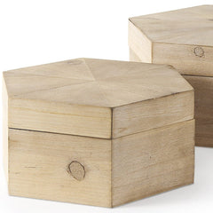 Set of Two 12" Natural Solid Wood Box - Homeroots