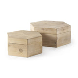 Set of Two 12" Natural Solid Wood Box - Homeroots